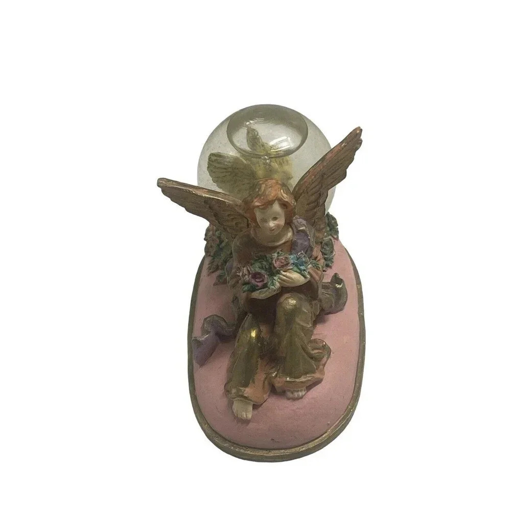 Miniature Yellow Fairy Garden Flower Snow Water & Birds Globe 4" Glitter Forest